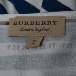 Burberry Blue Graphic Stripe Print Cotton Boat Neck T-Shirt XS