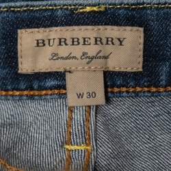 Pre Owned Burberry Blue Denim Mid Rise Skinny Jeans M Waist 30"