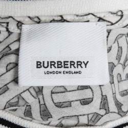 Pre Owned Burberry White Monogram Patterned Mesh T-Shirt S