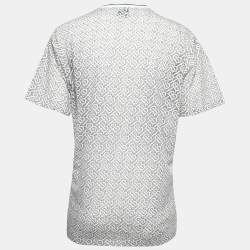 Pre Owned Burberry White Monogram Patterned Mesh T-Shirt S