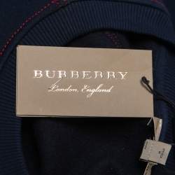 Pre Owned Burberry Navy Blue Logo Embroidered Crewneck Sweatshirt M