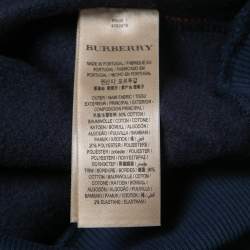 Pre Owned Burberry Navy Blue Logo Embroidered Crewneck Sweatshirt M