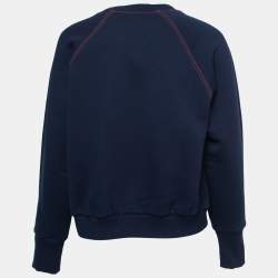Pre Owned Burberry Navy Blue Logo Embroidered Crewneck Sweatshirt M