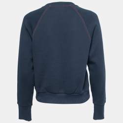 مملوكة مسبقًا Burberry Navy Blue Logo Embroidered Cotton Crew Neck Sweatshirt M