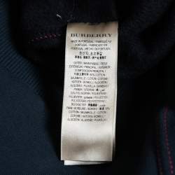 مملوكة مسبقًا Burberry Navy Blue Logo Embroidered Cotton Crew Neck Sweatshirt M