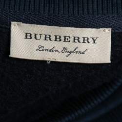 مملوكة مسبقًا Burberry Navy Blue Logo Embroidered Cotton Crew Neck Sweatshirt M