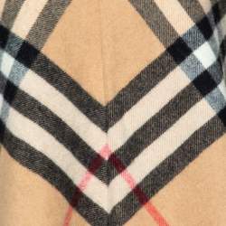 Burberry Beige Nova Check Wool & Cashmere Fringed Short Cape (One Size)