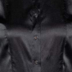 Pre Owned Burberry Black Silk Satin Button Front Shirt XS