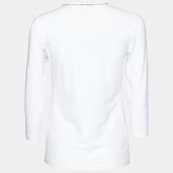 Burberry White Cotton Knit Round Neck T-Shirt S