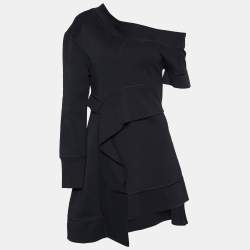 Burberry Black Cotton Knit Asymmetric Mini Dress S