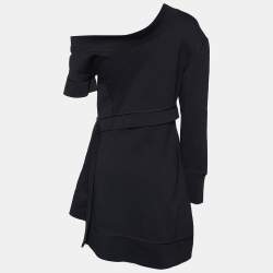 Burberry Black Cotton Knit Asymmetric Mini Dress S