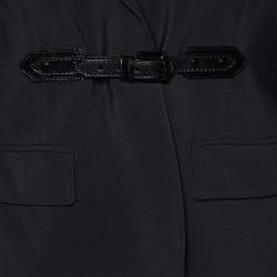 Pre Owned Burberry Black Crepe Buckle Front Blazer S