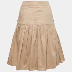 Pre Owned Burberry Beige Cotton Button Front Pleated Short Skirt S