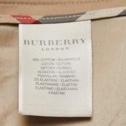 Pre Owned Burberry Beige Cotton Button Front Pleated Short Skirt S