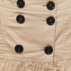 Pre Owned Burberry Beige Cotton Button Front Pleated Short Skirt S