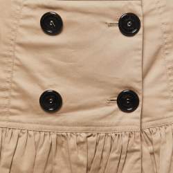 Pre Owned Burberry Beige Cotton Button Front Pleated Short Skirt S