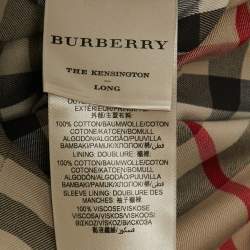 Pre Owned Burberry Beige Canvas Double Breasted Kensington Trench Coat M