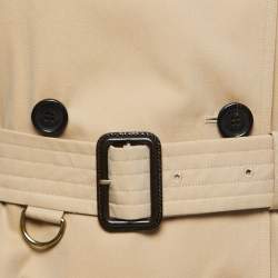 Pre Owned Burberry Beige Canvas Double Breasted Kensington Trench Coat M