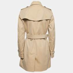 Pre Owned Burberry Beige Canvas Double Breasted Kensington Trench Coat M