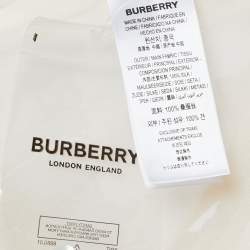 Pre Owned Burberry Off White Silk-Chiffon Pussy-Bow Panelled Blouse M
