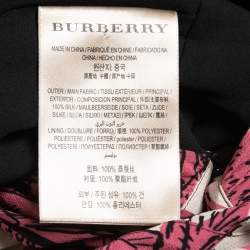 Pre Owned Burberry Pink Printed Silk V-Neck Long Dress M
