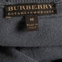 Burberry Grey Wool Knit Silk Trimmed Button Front Cardigan M