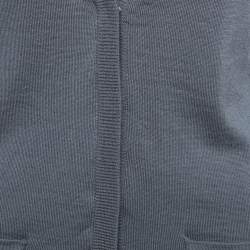 Burberry Grey Wool Knit Silk Trimmed Button Front Cardigan M