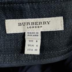 Burberry Charcoal Grey Checkered Wool Blend Belted Mini Skirt S