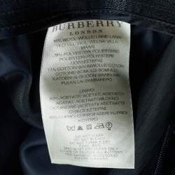 Burberry Charcoal Grey Checkered Wool Blend Belted Mini Skirt S