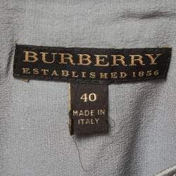 Pre Owned Burberry Grey Silk Ruched Knee Length Skirt S