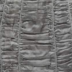 Pre Owned Burberry Grey Silk Ruched Knee Length Skirt S