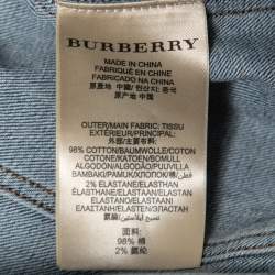 Pre Owned Burberry Blue Washed Denim Button Front Jacket S