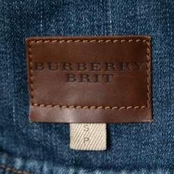 Pre Owned Burberry Blue Washed Denim Button Front Jacket S