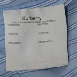 Pre Owned Burberry Blue Striped Cotton Contrast Trimmed Button Front Full Sleeve Shirt S