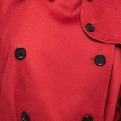 Pre Owned Burberry Red Cashmere Belted Trench Coat M