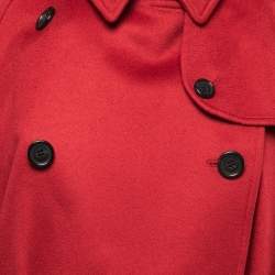 Pre Owned Burberry Red Cashmere Belted Trench Coat M