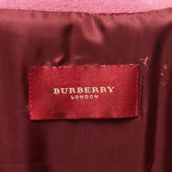 Pre Owned Burberry Pink Wool Single Breasted Coat L