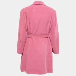 Pre Owned Burberry Pink Wool Single Breasted Coat L