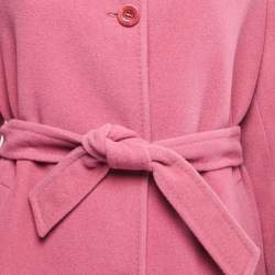 Pre Owned Burberry Pink Wool Single Breasted Coat L