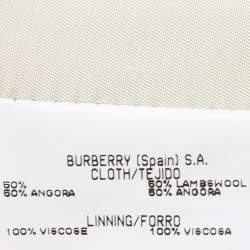 Pre Owned Burberry Cream Wool & Cotton Belted Long Coat M