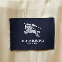 Pre Owned Burberry Cream Wool & Cotton Belted Long Coat M