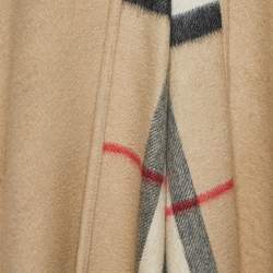 Burberry Beige Cashmere & Wool Fringed Long Poncho (One Size)
