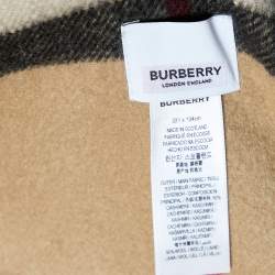 Burberry Beige Cashmere & Wool Fringed Long Poncho (One Size)