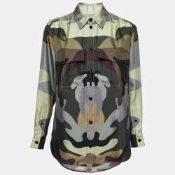 Burberry Multicolor Printed Silk Long Sleeve Shirt XS