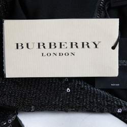 Pre Owned Burberry Black Sequin Embellished Crepe Flared Short Dress M