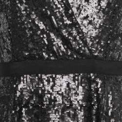 Pre Owned Burberry Black Sequin Embellished Crepe Flared Short Dress M