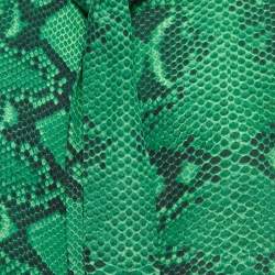 Pre Owned Burberry Green Snake Print Silk Neck Tie Detail Button Front Blouse L