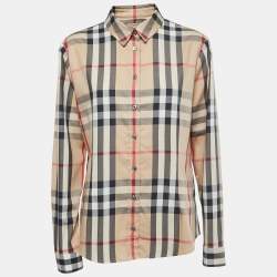 Pre Owned Burberry Beige Nova Check Cotton Button Front Full Sleeve Shirt XL