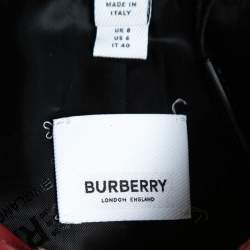 Pre Owned Burberry Red Leather Double Breasted Haddington Trench Coat S