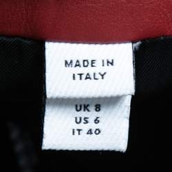 Pre Owned Burberry Red Leather Double Breasted Haddington Trench Coat S